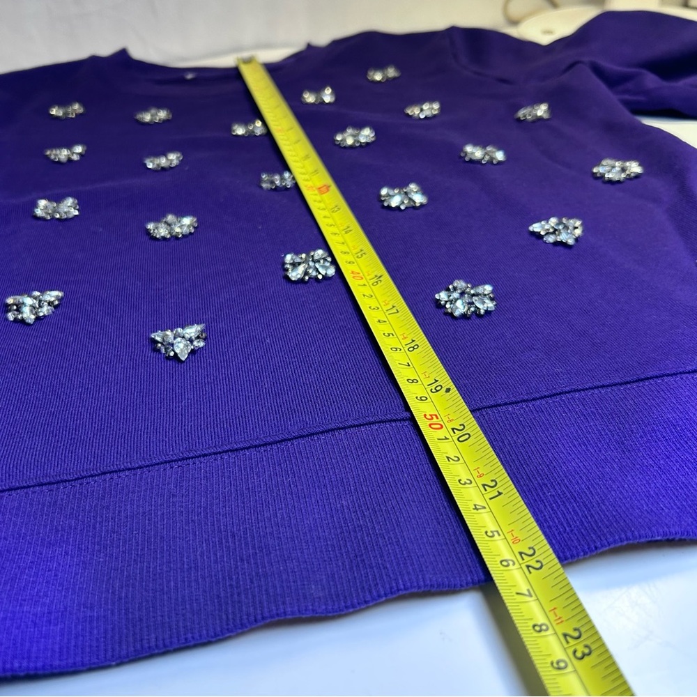 Michael Kors Purple Crystal Embellished Bling Crewneck Sweatshirt Pullover. S/M - Picture 7 of 8